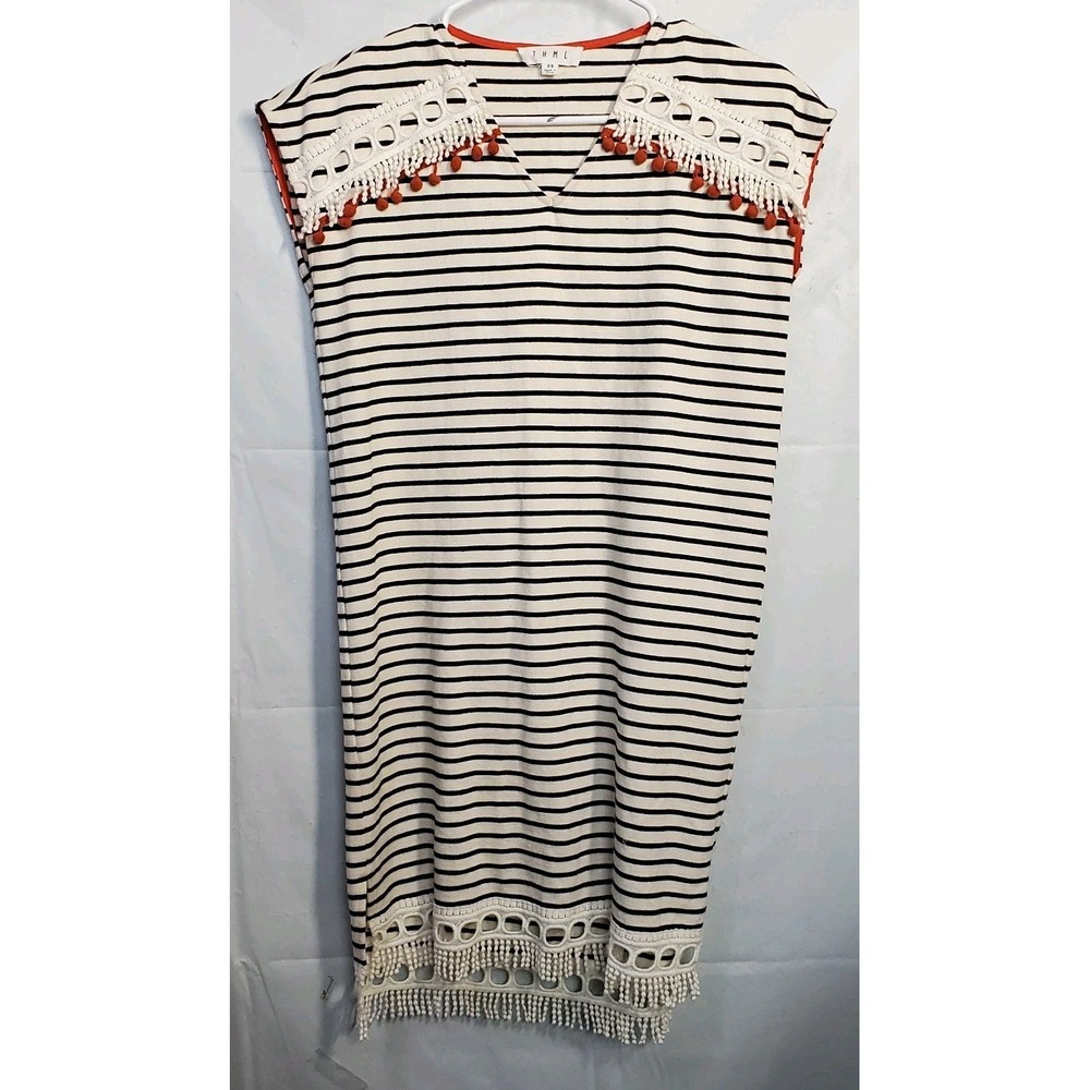 thml Cotton Tunic Dress Thick Cotton Tassel Trim Knee-length Sz XS